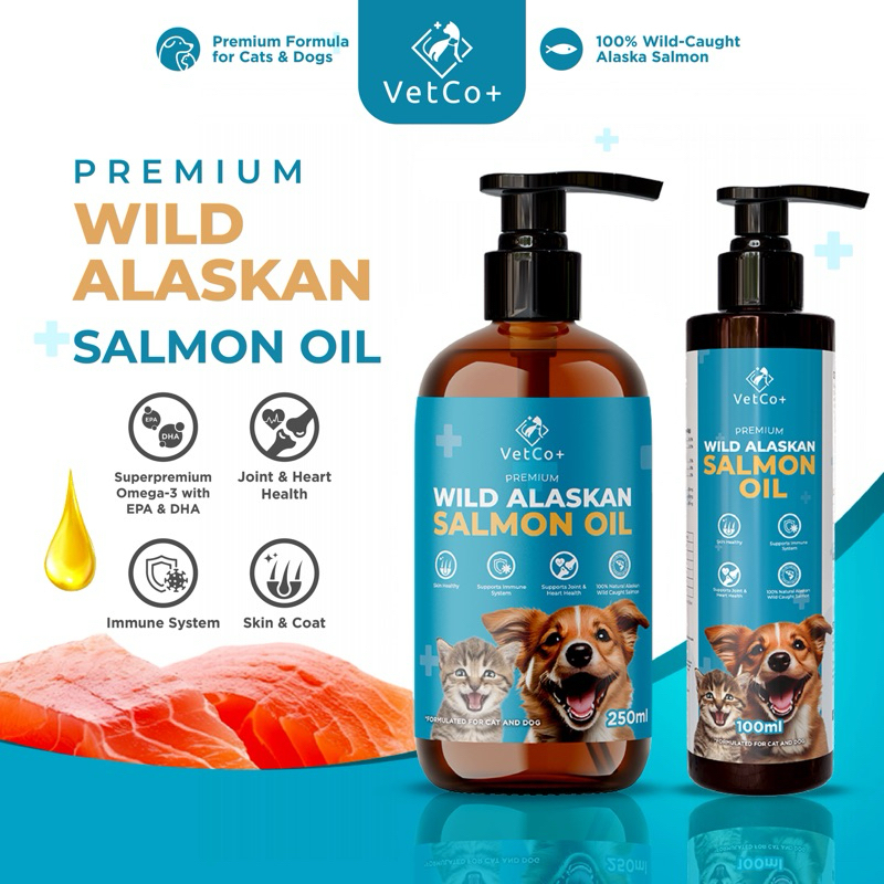 VetCo Premium Wild Alaskan Salmon Oil for Cat & Dog (100ml) & (250ml