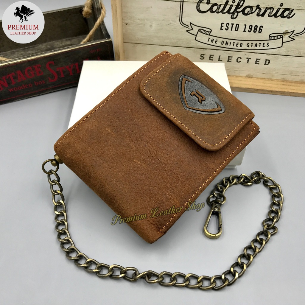 Rush Rider Full Cowhide Leather Wallet Men Button Snap Closure Short ...