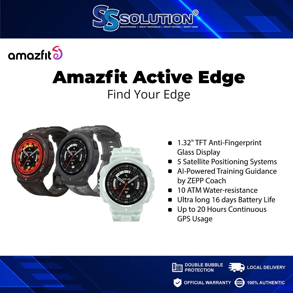 Amazfit Active Edge, Features & Specs, 1.32 Display, Zepp AI Coach, GPS  & 10 ATM