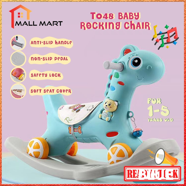MALLAMRT T048 Baby Rocking Chair Balance Dinosaur Pastel Toy Ride on ...