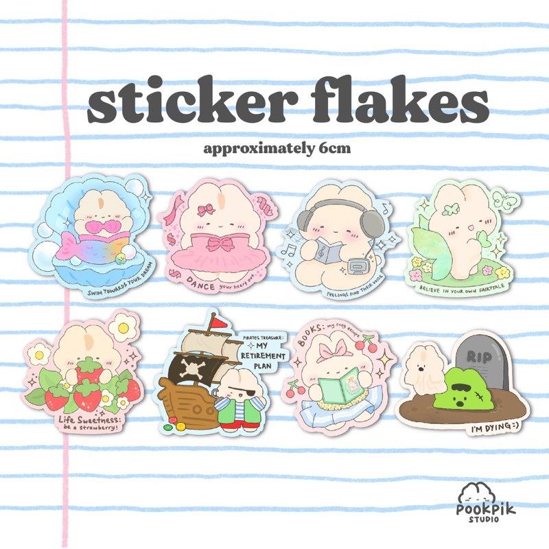 Die cut stickers | Pookpik Studio die cut sticker flake | Shopee Malaysia