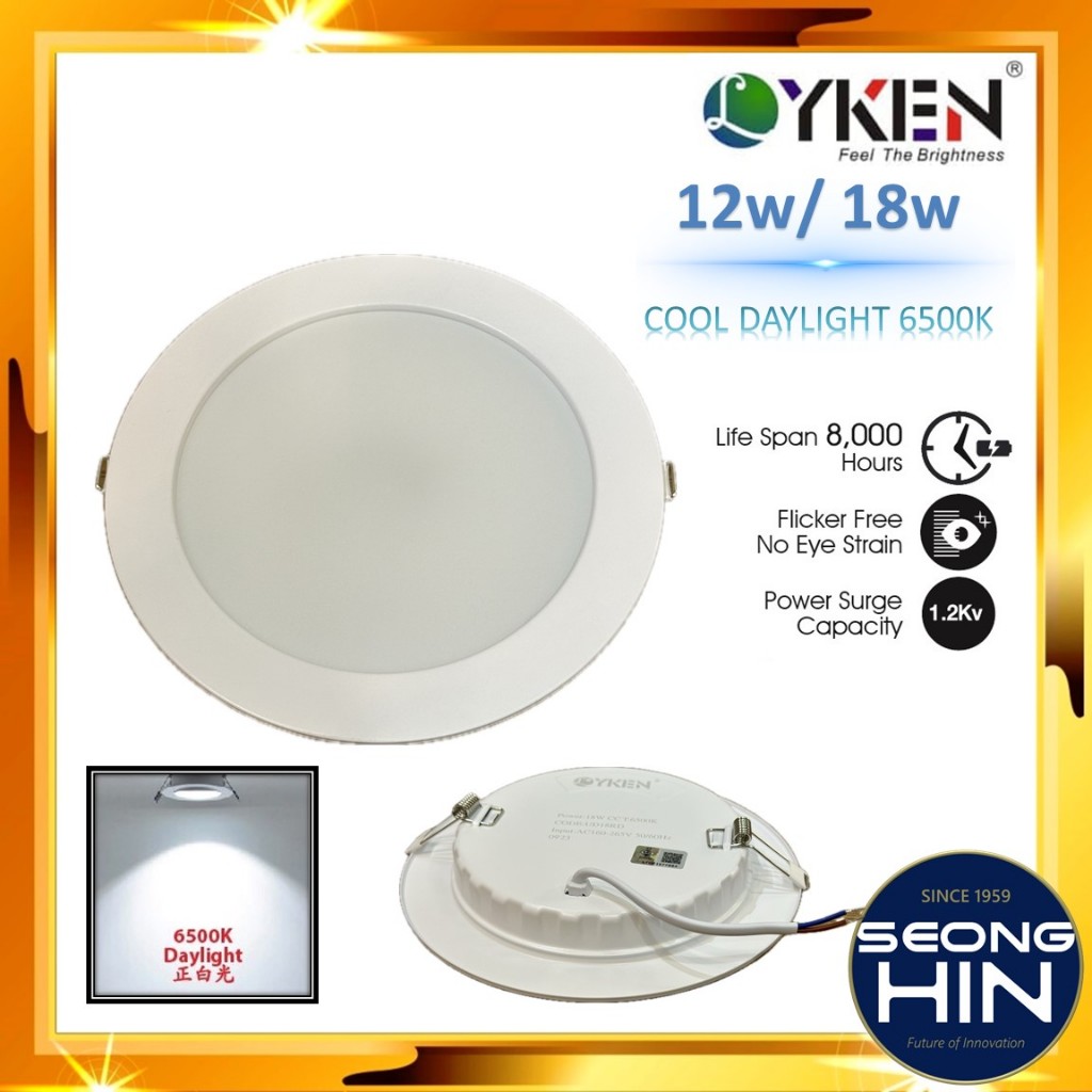 LYKEN 12w / 18w panel Recessed LED Downlight Round Daylight 6500k ...