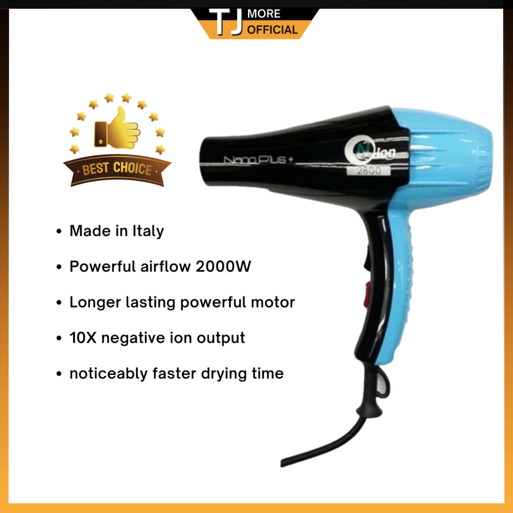 Nano Plus+ Nano Ionic Blue Ray Hair Dryer 2000w Salon Barber