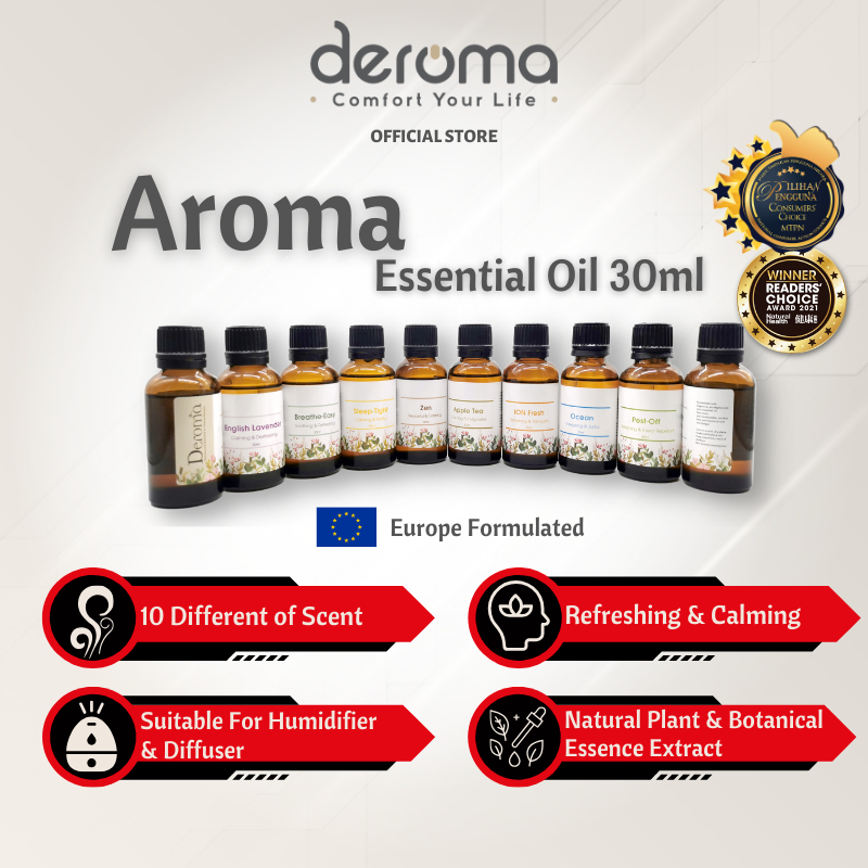 Product image Deroma Humidifier Essential Oil Natural Aroma Oil Airomatic Aromatherapy Diffuser Anti Bacterial (30ml) #Special Blended