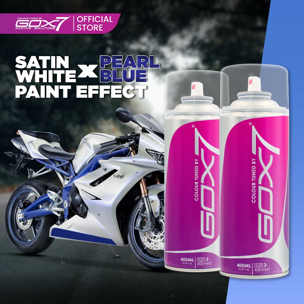 Gox7 Satin White Pearl Blue Paint effect 400ml Aerosol Spray Paint