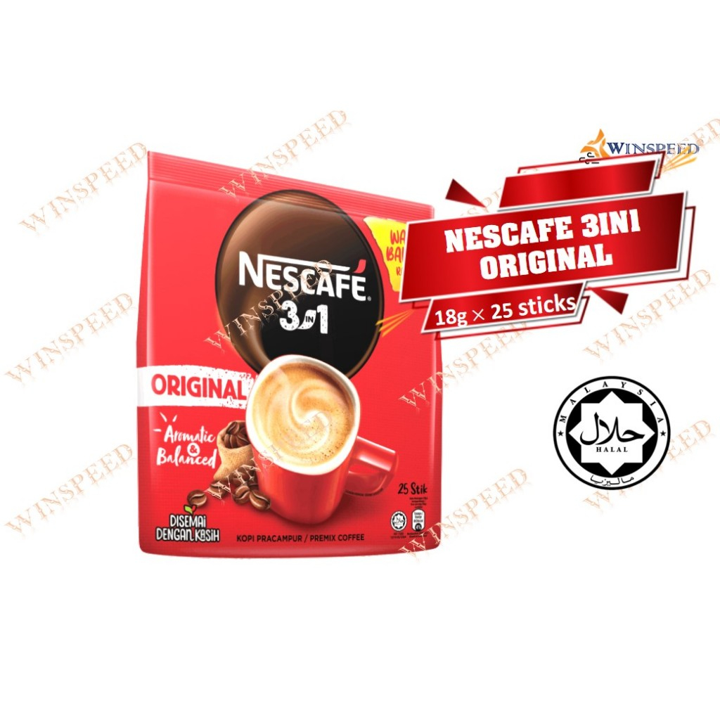 NESCAFE 3-in-1 Original Premix Coffee 450g (25 Sticks X 18g) Aromatic &  Balance