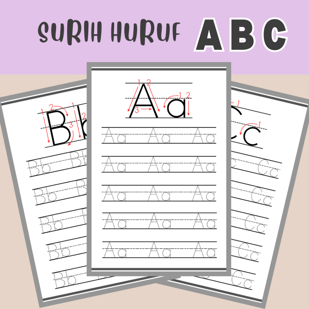 Softcopy Pdf Latihan Surih Abc Huruf Abjad Tracing Alphabet Trace