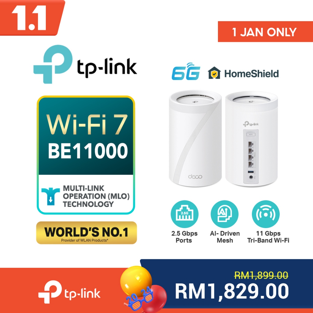 TP-Link BE11000 WiFi 7 Tri-Band Whole Home AI-Driven Mesh Wifi Router ...