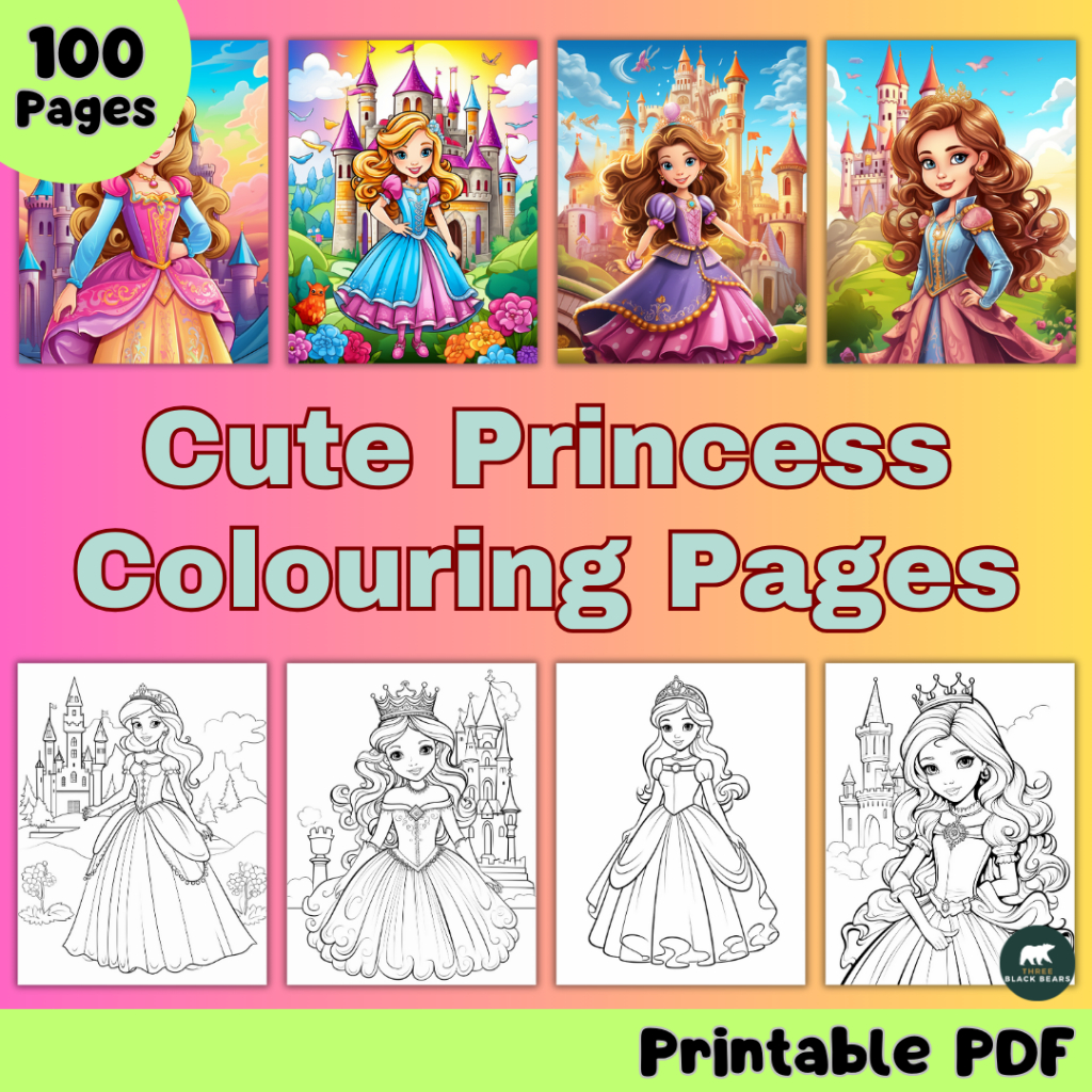 Printable Cute Princess Colouring Pages for Kids [PDF] | 100 Pages of Fun Colouring Pages ...