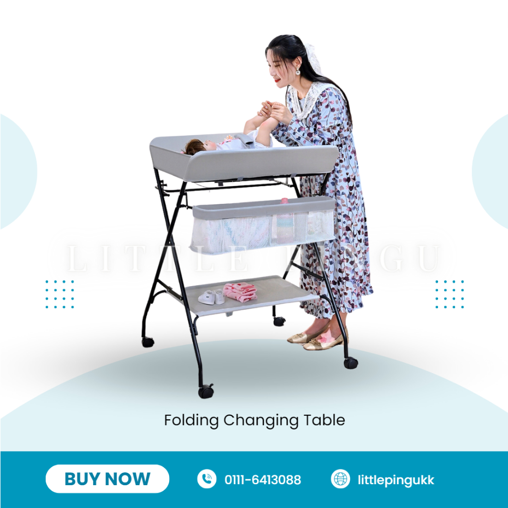 Baby Folding Changing Table with Wheels Diaper Changing Table Baby ...