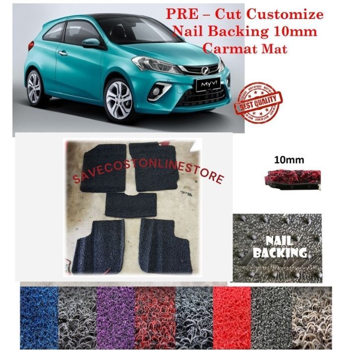 Perodua Myvi 2018 2024 Customized Car Coil Floor Mat Carpet Nail