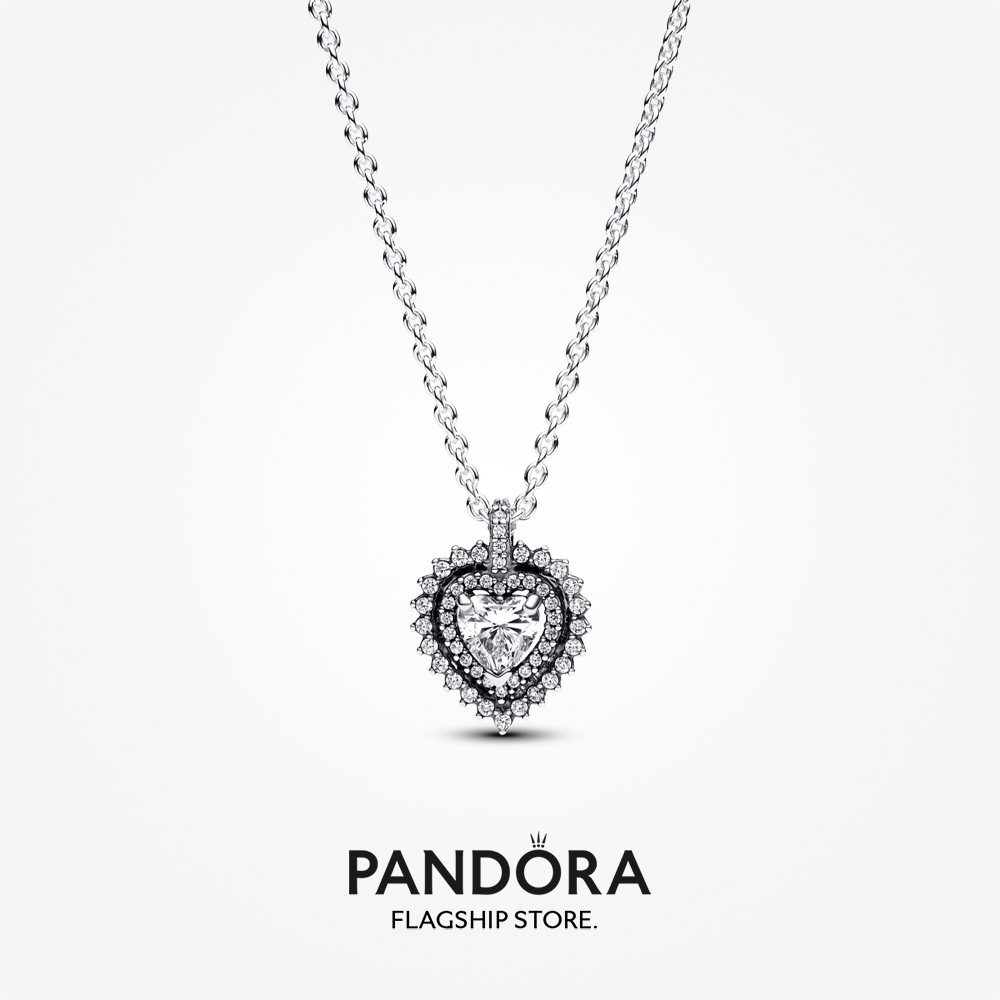 Pandora Sparkling Heart Halo Pendant Necklace 45CM Shopee Malaysia
