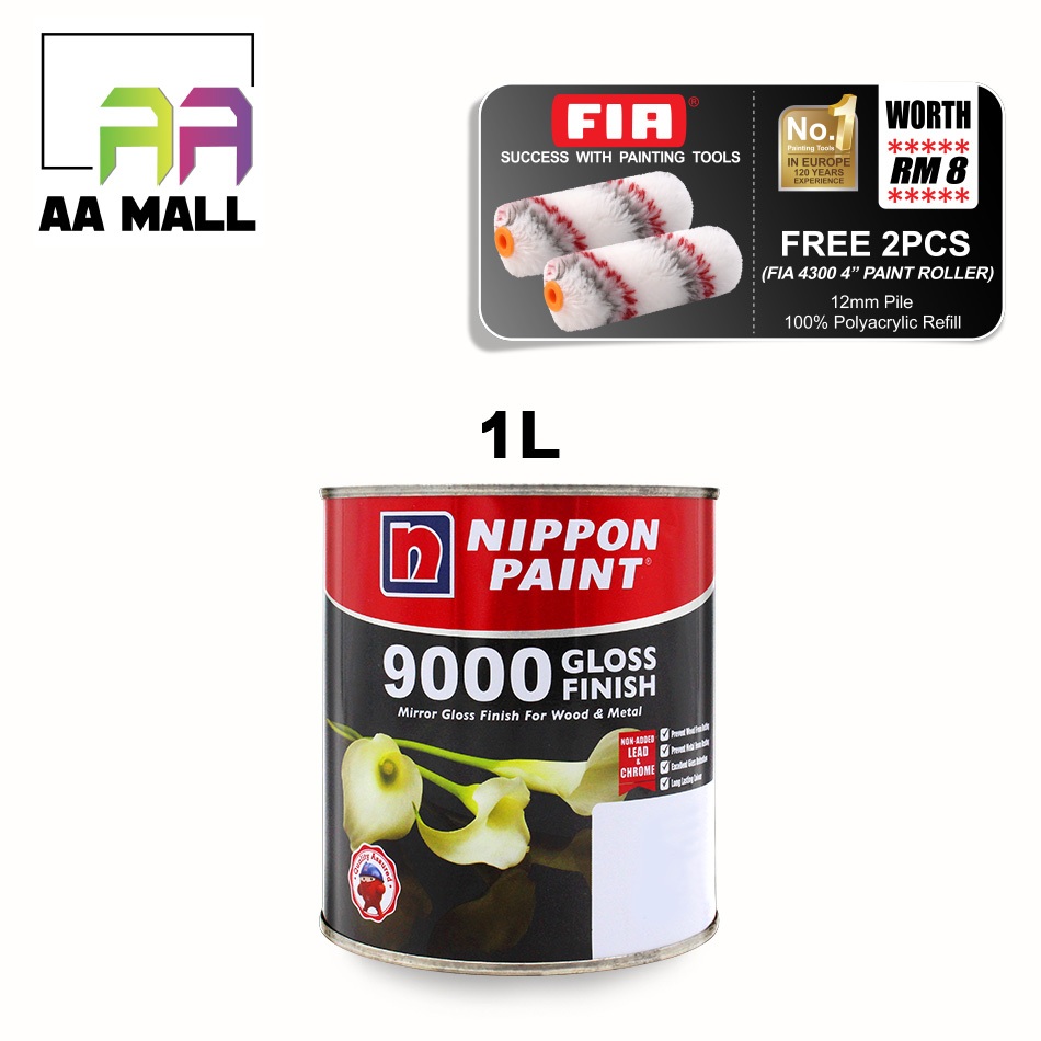 ** 1L Nippon Paint 9000 Gloss Finish Wood & Metal White 145 | Shopee ...