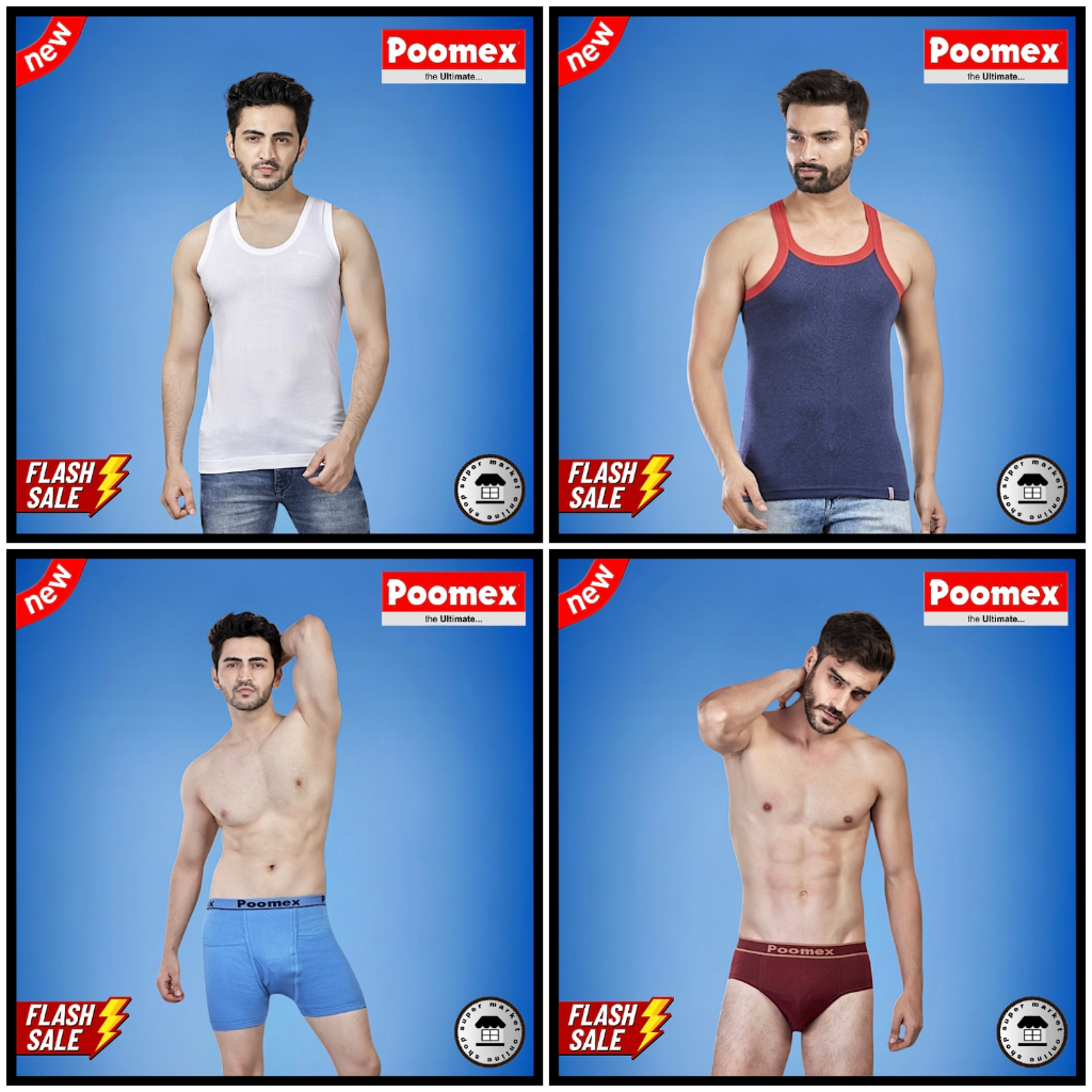 POOMEX ( VEST/TRUNK/BRIEF ) (80CM TO 100CM)📍100% COTTON INNERWEAR &  UNDERWEAR📍IMPORTED FROM INDIA