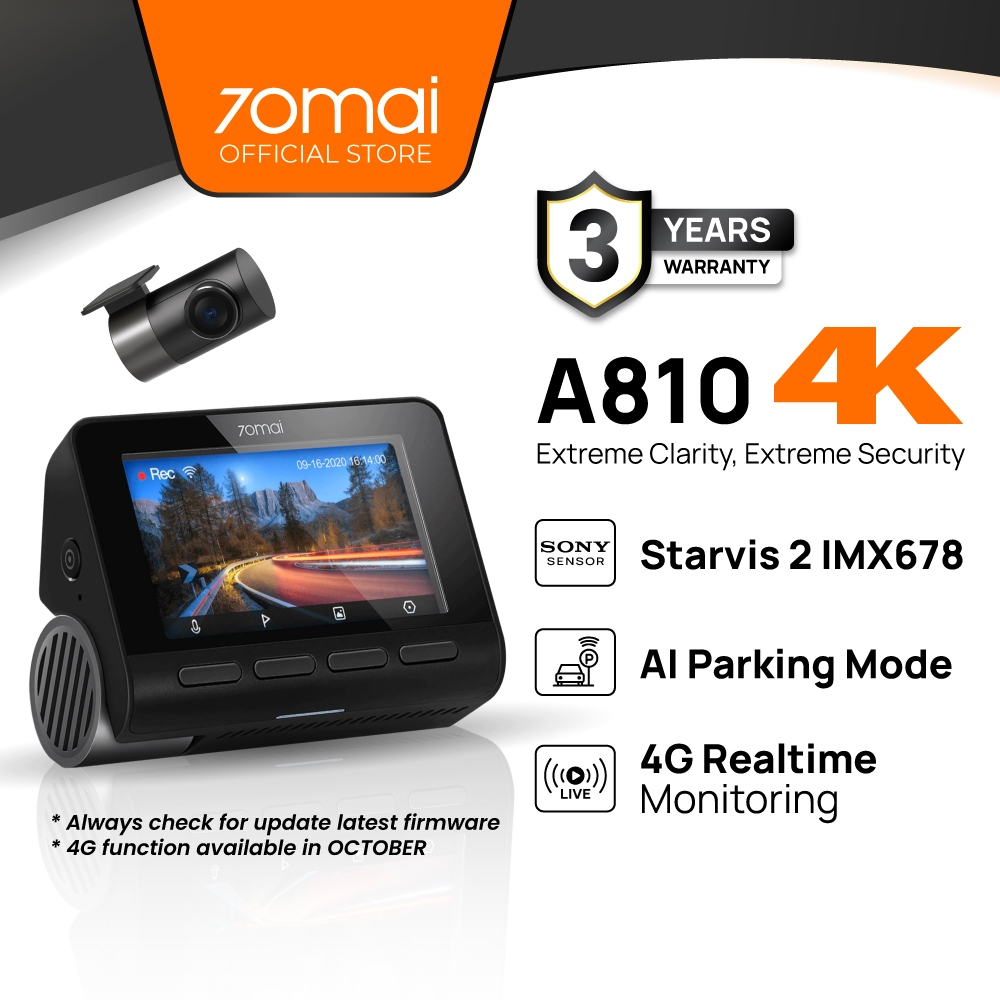 70mai A810 4K Dash Cam Dual Vision Car Recorder with GPS ADAS