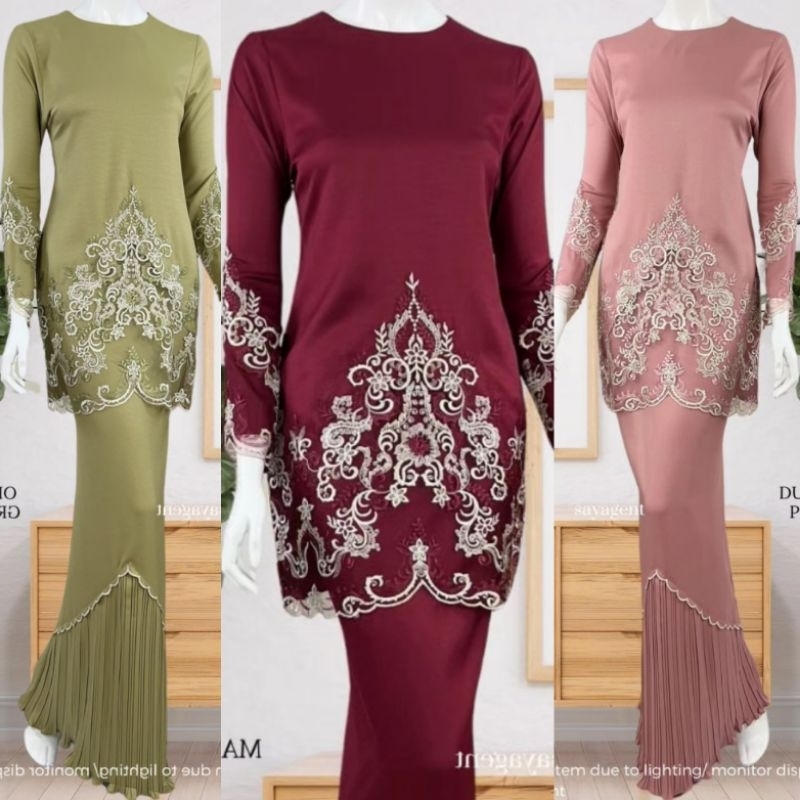 Baju kurung modern julia kain pleated baju raya 2024 nikah bride Shopee Malaysia