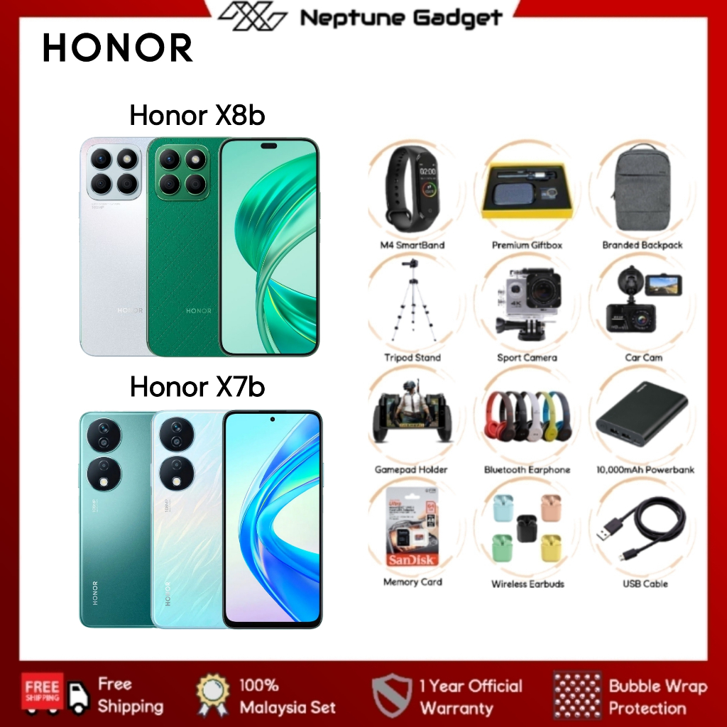 Honor X8b / X7b | 8GB RAM 512GB ROM / 8GB RAM 256GB ROM | Shopee Malaysia