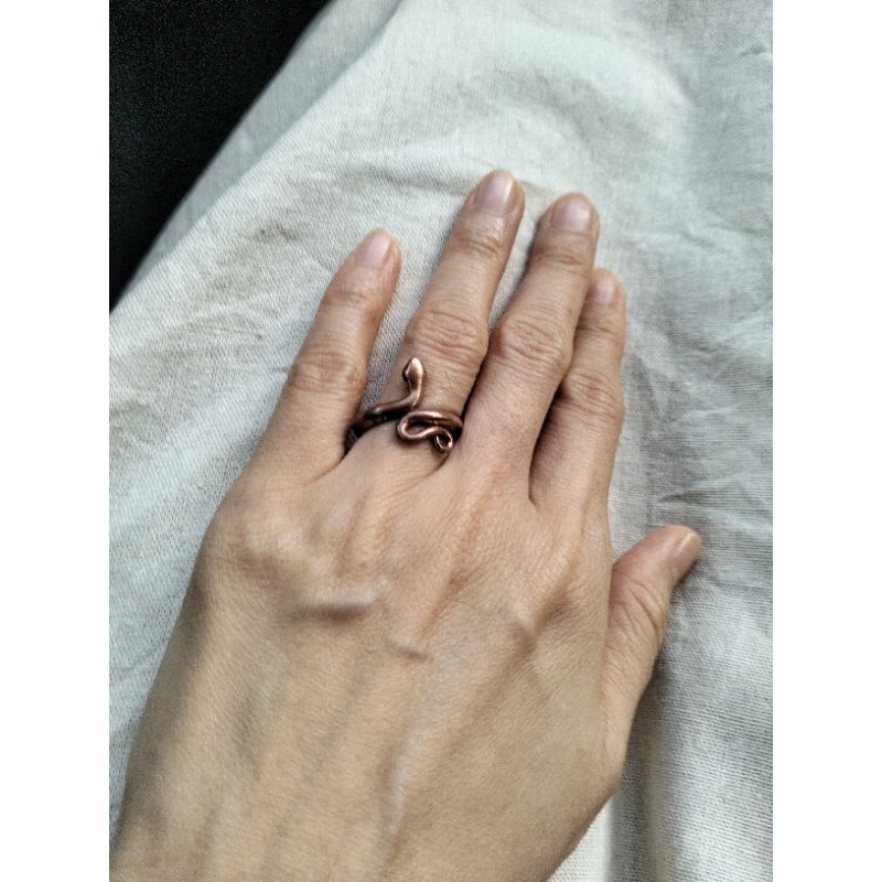 Pure Copper Snake Ring Adjustable Handcrafted Unisex Bared Isha