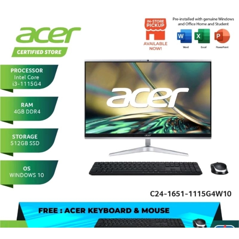 Acer All in One PC C2416511115G4W10 (TOUCH SCREEN, I31115G4 4GB