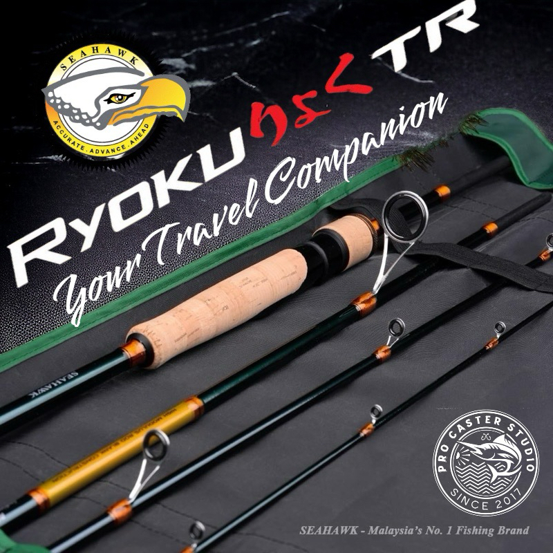2023 NEW SEAHAWK RYOKU TR TRAVEL ROD 4 PIECE ROD SPINNING BAITCASTING ...