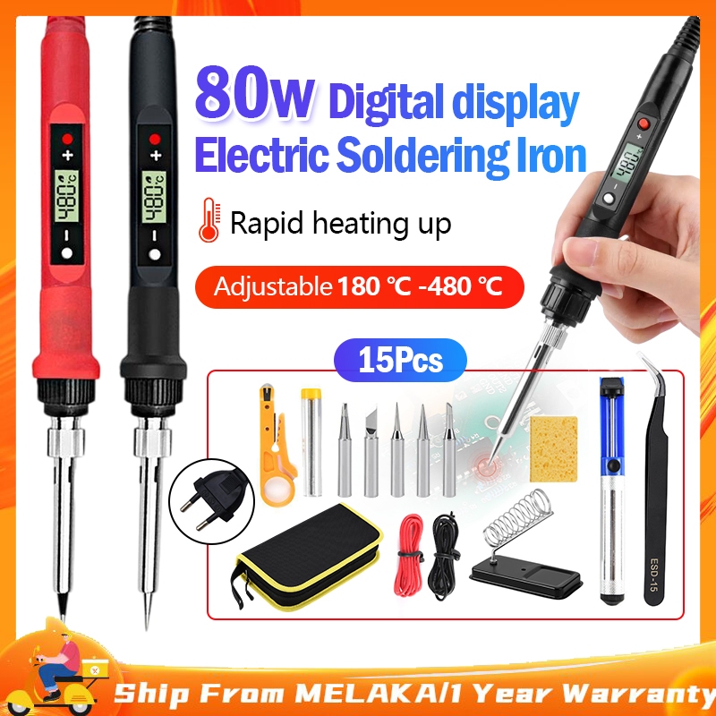 HANDSKIT 90W Soldering Iron Kit – Digital Adjustable Temp (180-480°C), LED Display, 9-in-1 With 5 Tips, Stand & Solder
