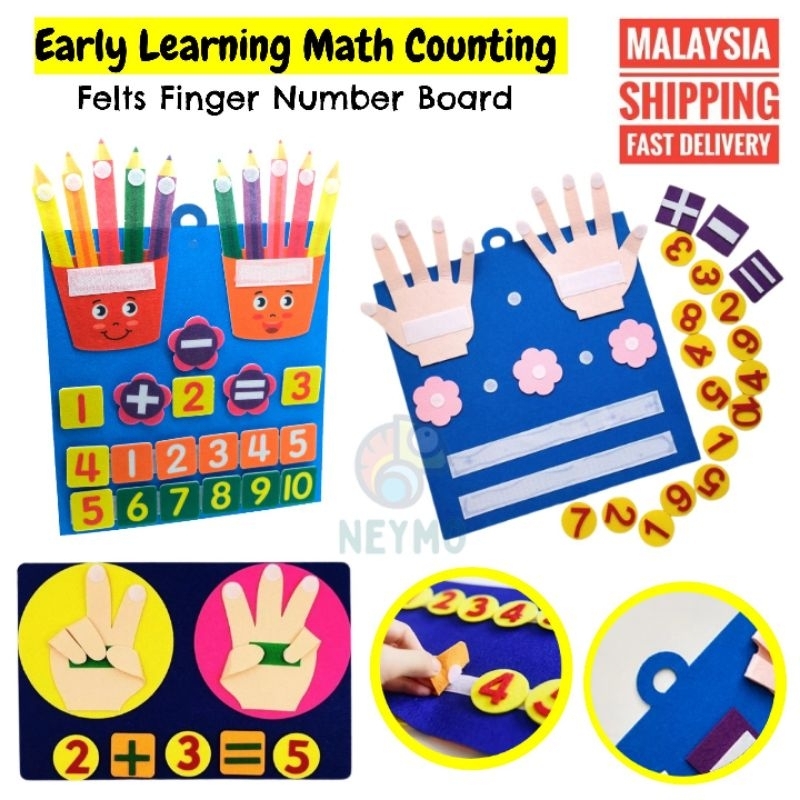 Kids Early Learning Math Number Felts Finger Counting Toy Children ...