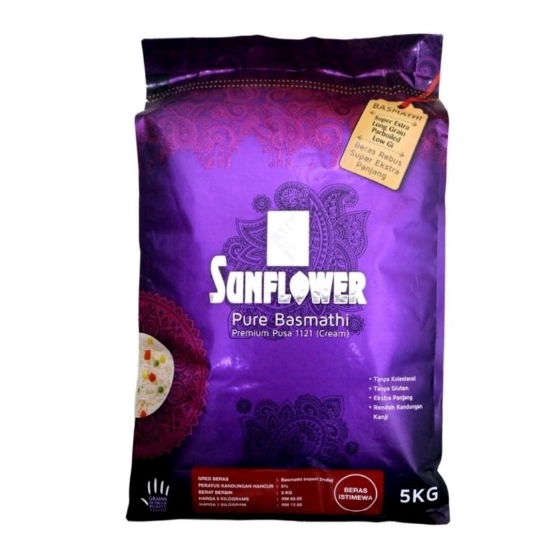Sunflower Pure Basmathi Premium Pusa 1121 (Cream) - (5kg) | Shopee Malaysia