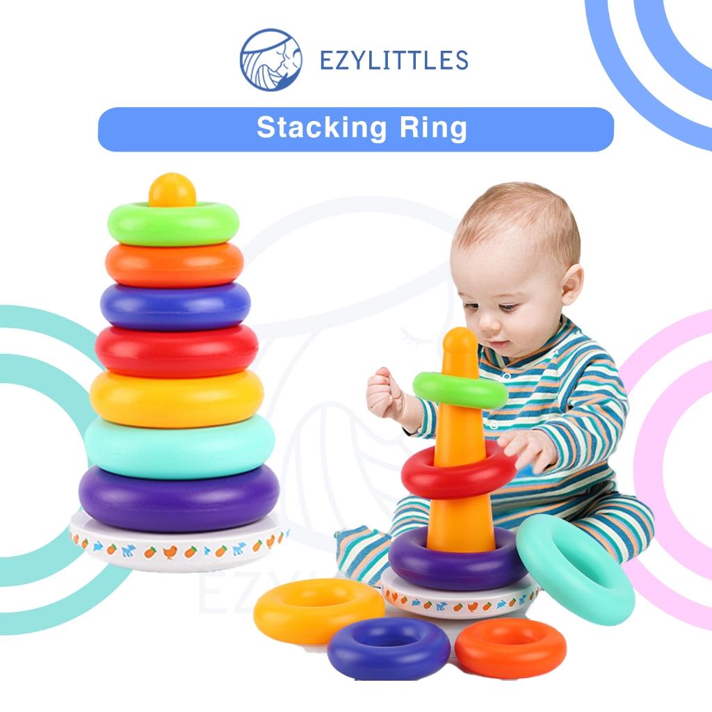 EZYLITTLES Baby Rainbow Stacking Ring Toys Early Education Learning ...