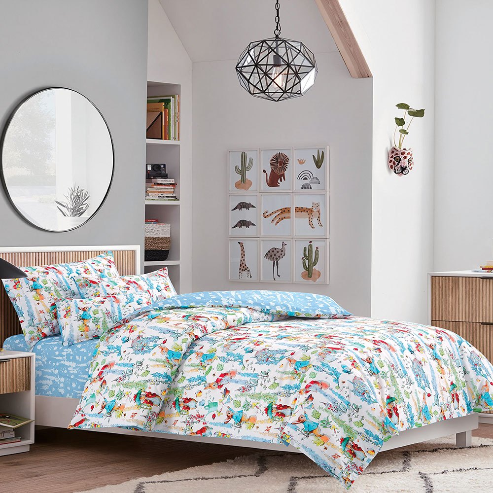 100 Cotton 930TC Kids Single Light Comforter 2 Pillow Cases Set Rabbit Garden Shopee Malaysia