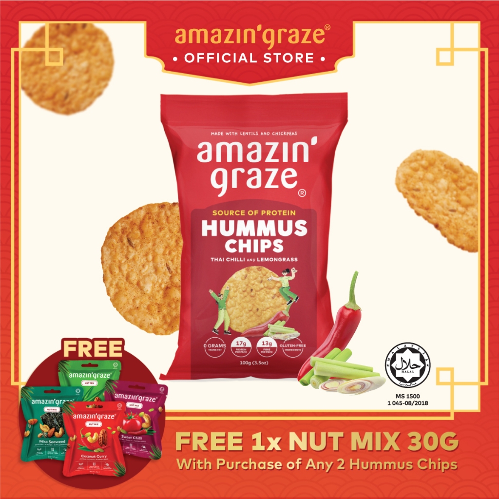 Amazin' Graze Hummus Chips Thai Chilli & Lemongrass 100g Shopee Malaysia