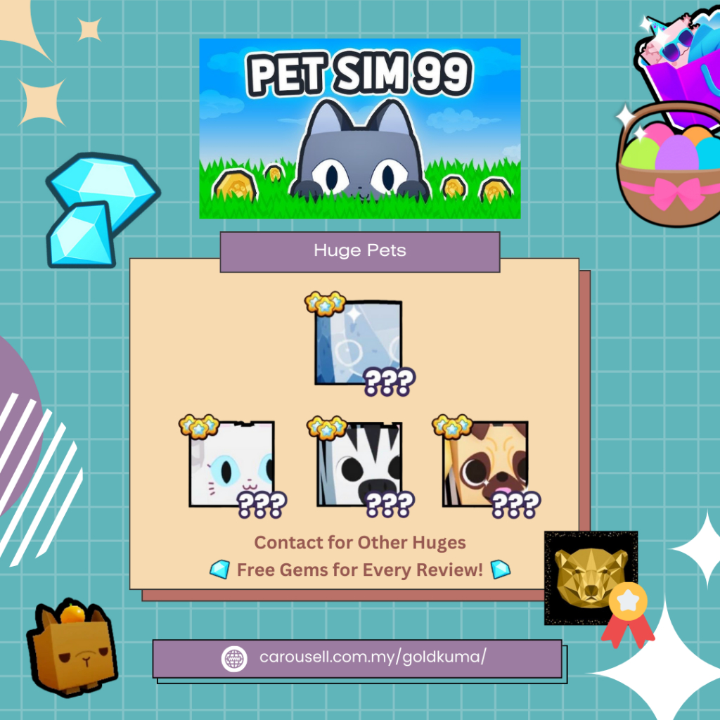 Huge Pets | PS99 | Pet Sim 99 | Pet Simulator 99 | Roblox | Shopee Malaysia