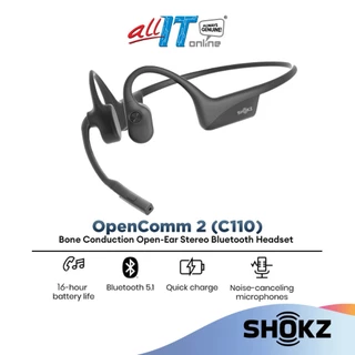 SHOKZ OpenComm 2 Bone Conduction Open-Ear Stereo Bluetooth Headset With Noise-Canceling Boom Microphone C110