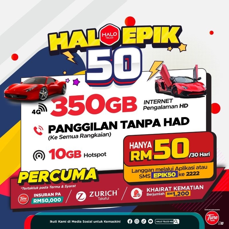 🔥🔥 𝗣𝗥𝗢𝗠𝗢 𝗥𝗠𝟱𝟬 = 350𝗚𝗕* + UNLIMITED CALL🔥🔥 | Shopee Malaysia
