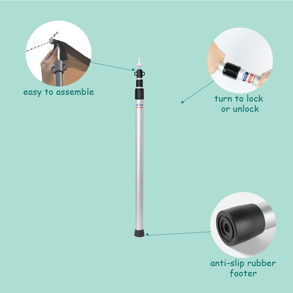 Camping Flysheet Tarp Adjustable Rod Support Pole Tent (Silver ...