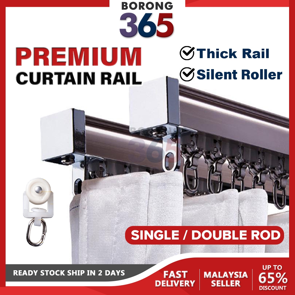 [FULL SET] Borong365 Aluminium Curtain Rail Rod Rel Langsir Curtain