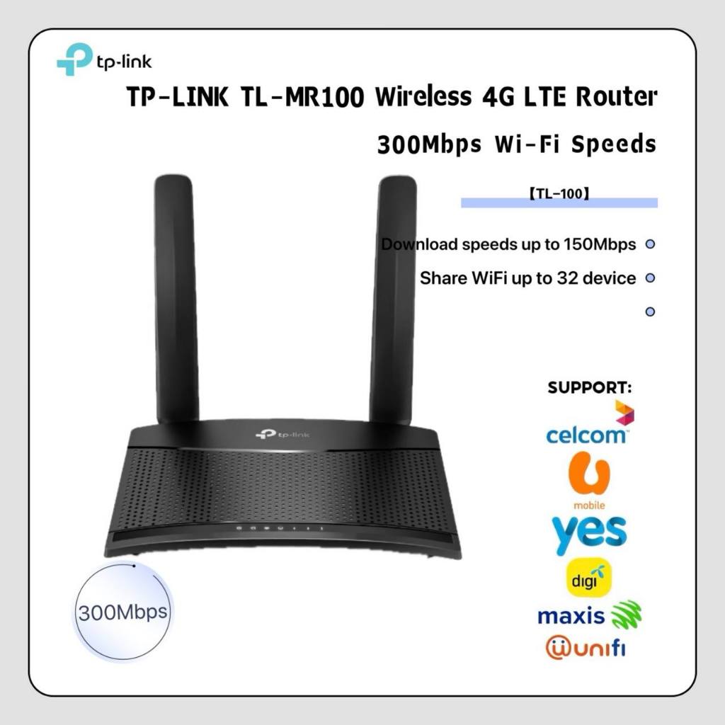 TP-LINK 300 Mbps Wireless N 4G LTE Router (TL-MR100) | Shopee Malaysia