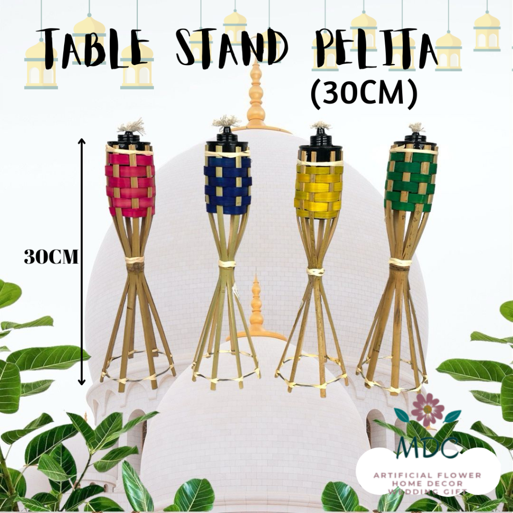 Ready Stock Pelita Buluh Raya Table Stand Pelita 30cm Pelita Weave