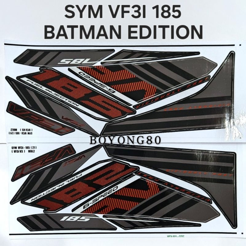SYM VF3I 185 CUSTOM BATMAN BODY STICKER ( 21 ) SPECIAL EDITION ( READY ...