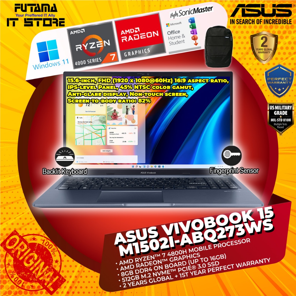 ASUS Vivobook 15 (M1502I-ABQ273WS) - AMD Ryzen 7 4800H/8GB RAM;512GB ...