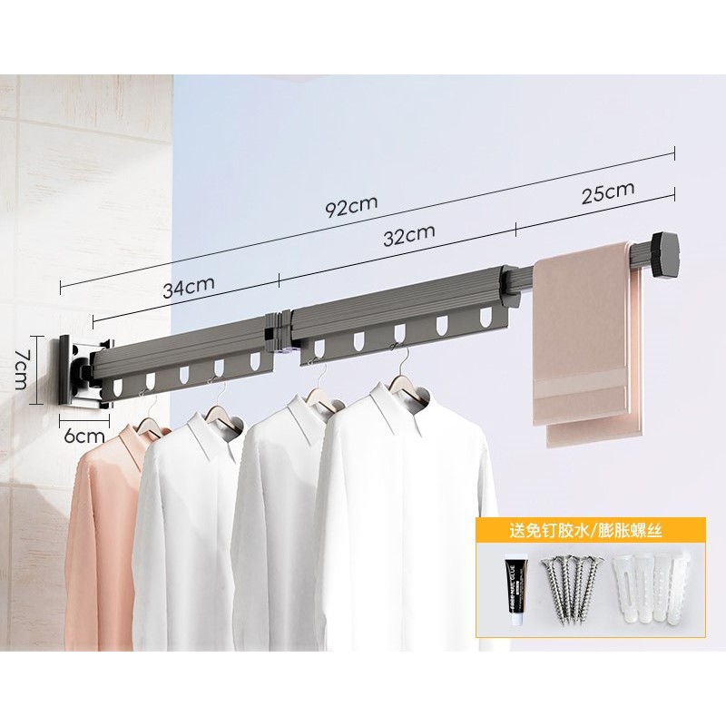 Wall Mounted Clothes Hanger Folding Drying Rack Hanger Outdoor