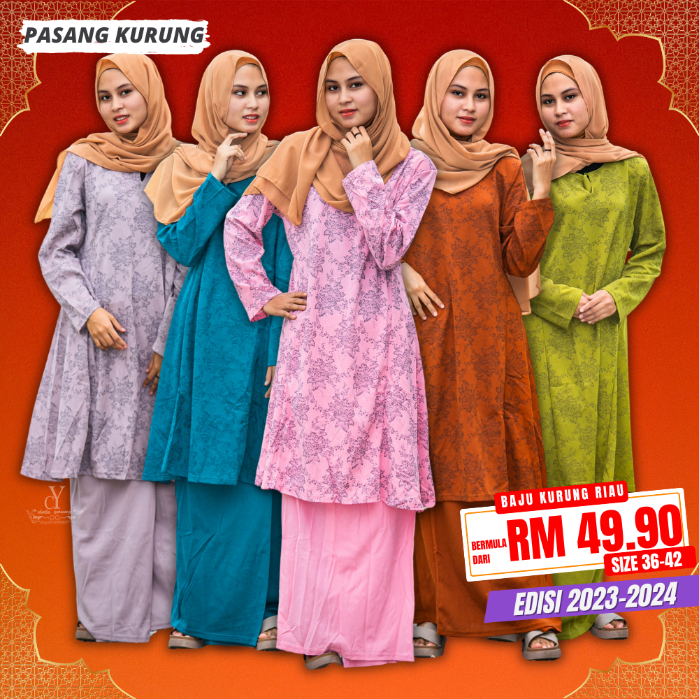 CY CY01 BAJU RAYA 2024 PASANG BAJU KURUNG DEWASA ADULT MUSLIMAH SIZE