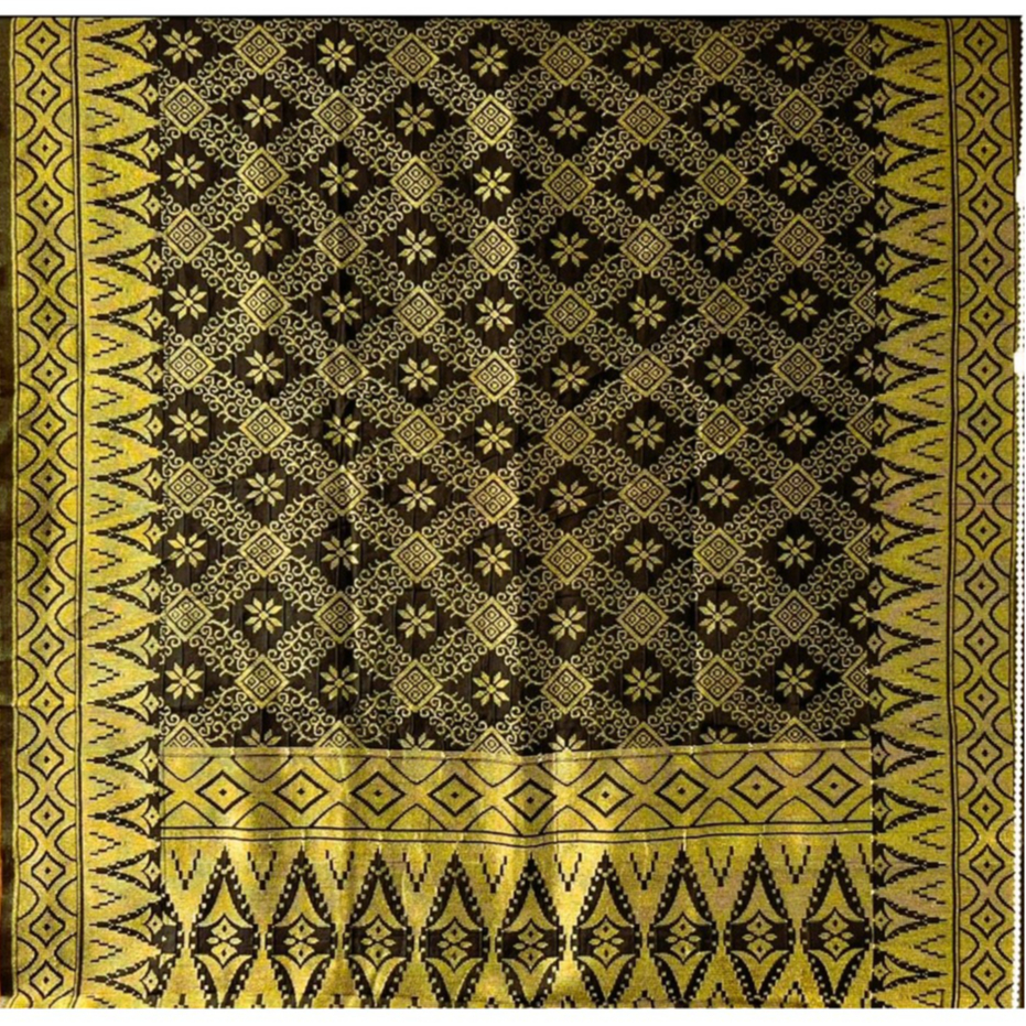 Sampin Songket Tenun Siap Jahit 2 Meter Samping Exclusive Hitam Emas