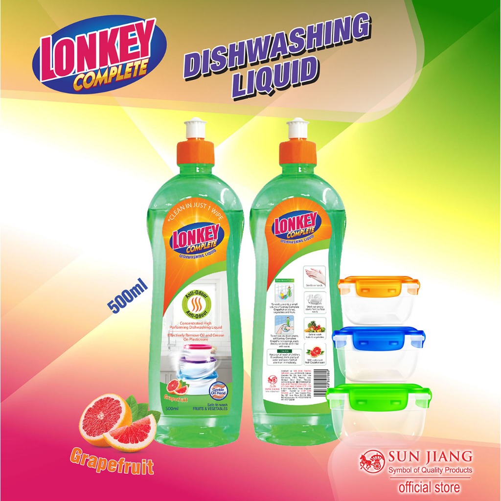 Lonkey Complete Dishwashing Anti-Odour Grapefruit (500ml) | Shopee Malaysia