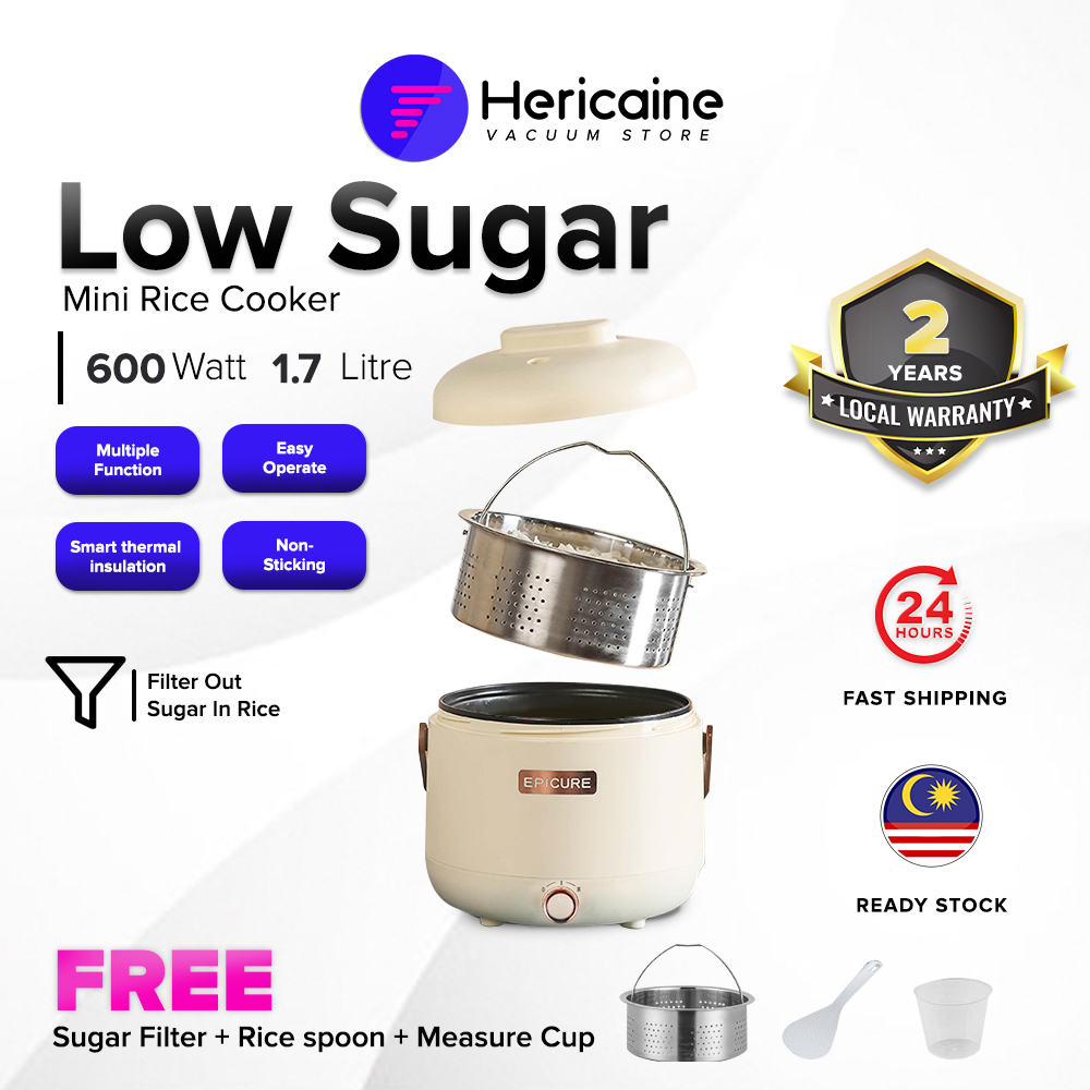 2024 Model Hericaine Multifunctional Desugar Rice Cooker 1.7L Smart