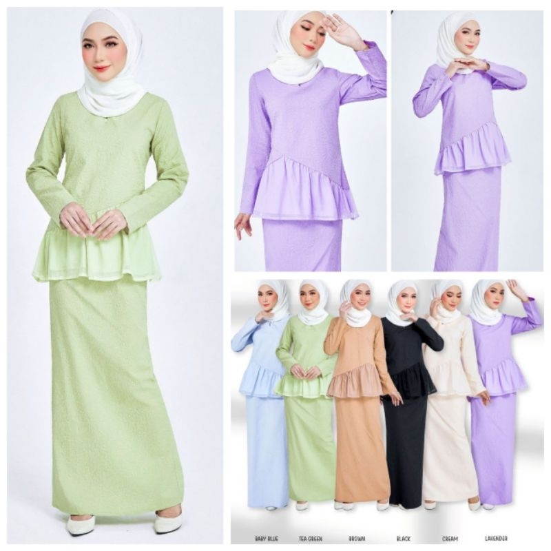 Nelly Brocade Ironless Kurung Moden 3D Flowers! Baju Kurung Nelly 1256 ...