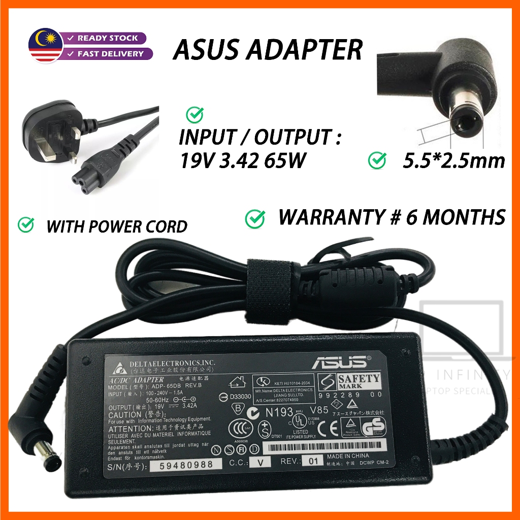 Chargeur Asus PA-1650-48 D'origine – 19V 3.42A, Noir, Garantie 12 Mois