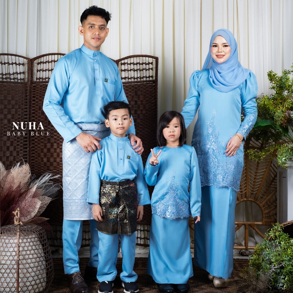 𝐅𝐚𝐦𝐢𝐥𝐲 𝐒𝐞𝐭 - KURUNG NUHA WARNA BSBY BLUE | Shopee Malaysia
