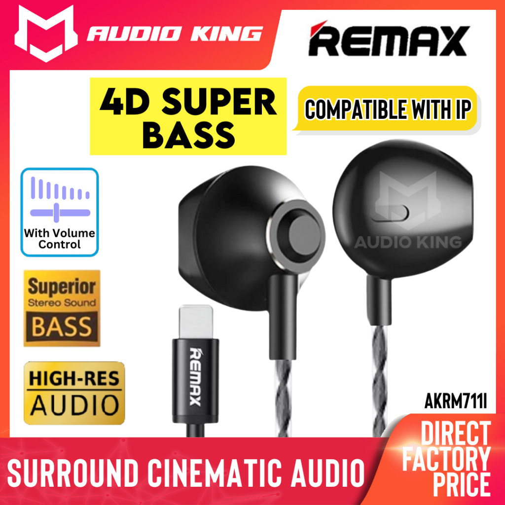 REMAX Earphone Super Bass Stereo Wired In Ear Earfone With Built In Mic ...