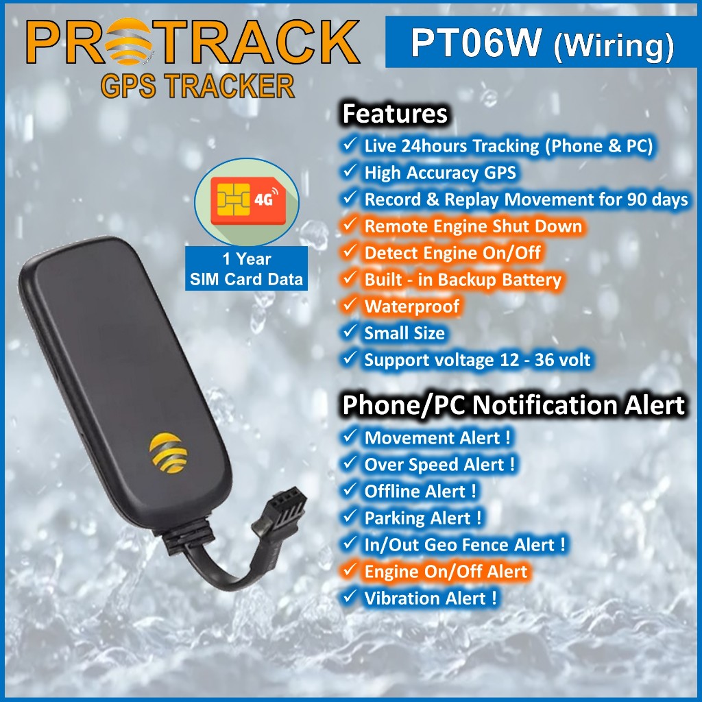 GPS Tracker PT06W Waterproof Engine Cut Off [12 Months GPS Data Included] for Car, Lorry and