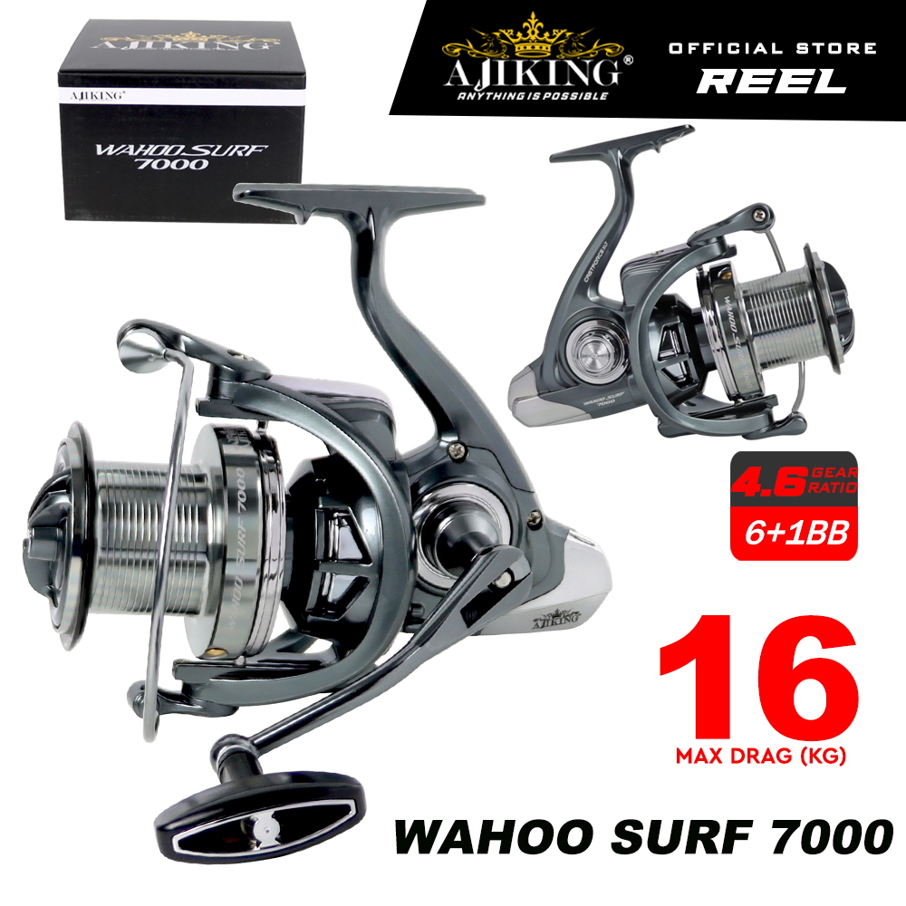 Ajiking Wahoo Surf 7000 Saltwater Surf Fishing Reel Max Drag 16kg L/R  Handle | Shopee Malaysia